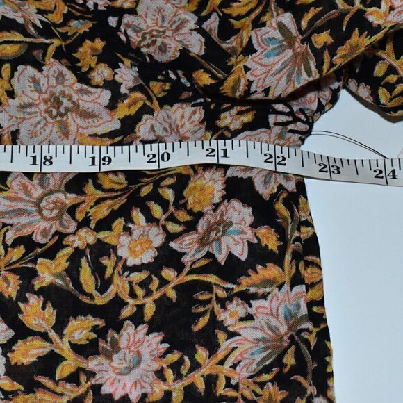 Billabong Sun Fire Printed Boho Peasant Long Sleeve Tassel Tie Top Size S - Picture 6 of 16